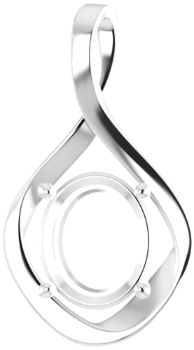Sterling Silver  12x10 mm Oval Pendant Mounting (1)