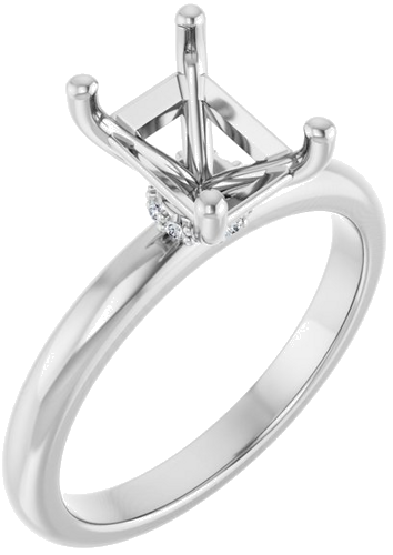 Sužadėtuvių Žiedas „Accented“ 14k white gold Emerald 8mm x 6mm (1)