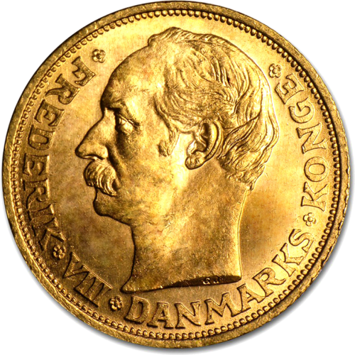 20 kronų Frederik VIII Danijos karalystė auksinė moneta (1)