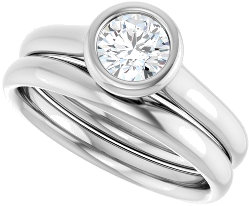 Sužadėtuvių Žiedas „Bezel-Set Solitaire“ 950 Platinos Round 5.2mm (10)