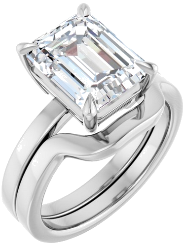 Sužadėtuvių Žiedas „Claw-Prong Solitaire“ 14k white gold Emerald 10mm x 8mm (6)