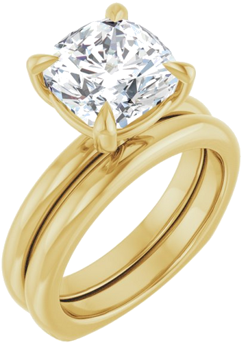 Sužadėtuvių Žiedas „Claw-Prong Euro Shank“ 18k yellow gold Cushion 9mm (6)
