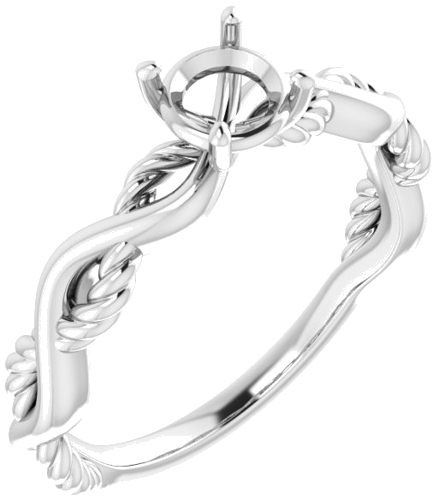 14K White  5.2 mm Round Solitaire Engagement Ring Mounting (1)