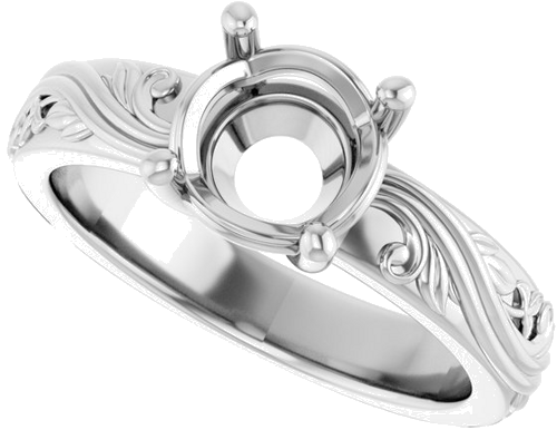 Sužadėtuvių Žiedas „Solitaire Sculptural“ 14k white gold Round 7.4mm (5)