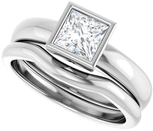 Sužadėtuvių Žiedas „Bezel-Set Solitaire“ 14k white gold Square 5mm (10)