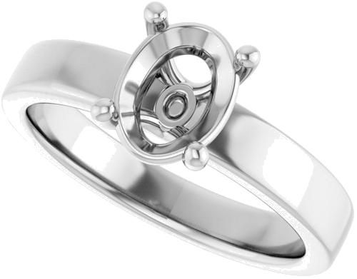 Sužadėtuvių Žiedas „Solitaire“ 10k white gold Oval 8mm x 6mm (5)