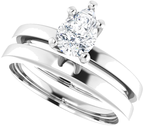 Sužadėtuvių Žiedas „Solitaire“ 14k white gold Pear 7mm x 5mm (10)