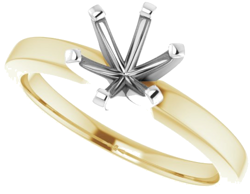 14K Yellow White 6.5 mm Round Solitaire Engagement Ring Mounting (5)