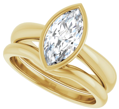 Sužadėtuvių Žiedas „Bezel-Set Solitaire“ 14k yellow gold Marquise 11mm x 5.5mm (10)