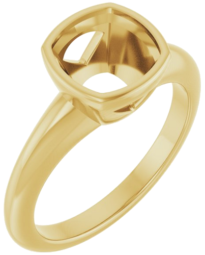Sužadėtuvių Žiedas „Bezel-Set Solitaire“ 14k yellow gold Cushion 7.5mm (1)