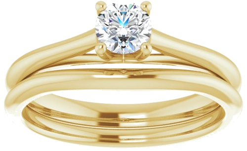 Sužadėtuvių Žiedas „Solitaire“ 585 Geltonojo Aukso Round 4.4mm (8)