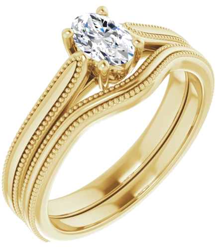 Sužadėtuvių Žiedas „Solitaire“ 10k yellow gold Oval 6mm x 4mm (6)