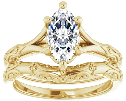 Sužadėtuvių Žiedas „Solitaire Sculptural“ 14k yellow gold Marquise 10mm x 5mm (8)