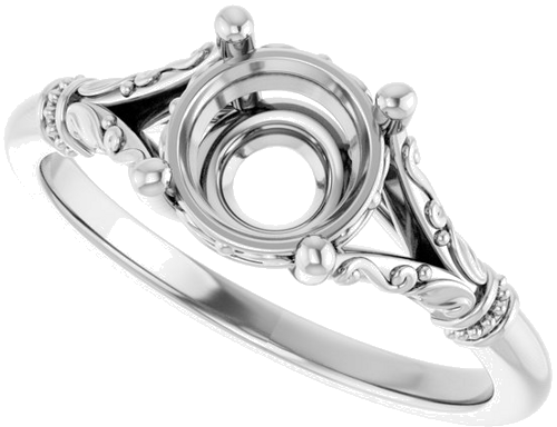 Sužadėtuvių Žiedas „Sculptural“ 10k white gold Round 7mm (5)