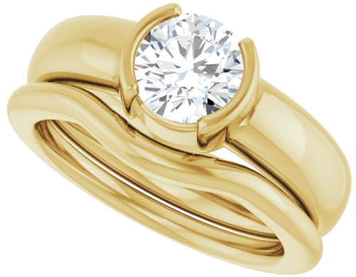 Sužadėtuvių Žiedas „Half-Bezel Solitaire“ 14k yellow gold Round 6.5mm (10)