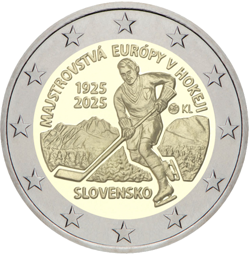 2025 Словакия 2 евро монета – Чемпионат по хоккею (1)