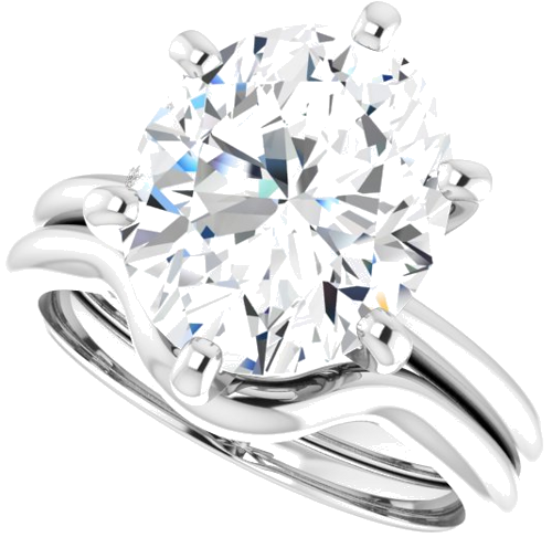 14K White  12x10 mm Oval Solitaire Engagement Ring Mounting (10)