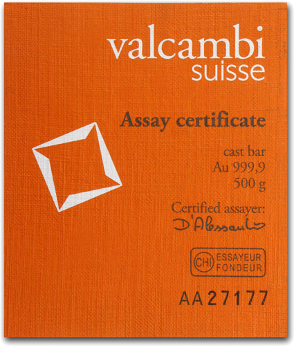 500 g Investment Gold Cast Bar Valcambi (4)