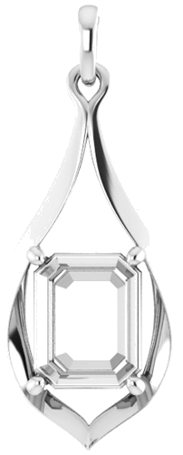 Pakabukas „Solitaire“ 585 Baltojo Aukso Emerald 10mm x 8mm (1)