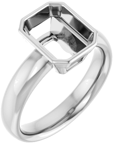 Sužadėtuvių Žiedas „Bezel-Set Solitaire“ 585 Baltojo Aukso Emerald 9mm x 7mm (1)