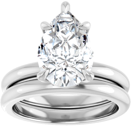 Sužadėtuvių Žiedas 585 Baltojo Aukso Pear Shape 12mm x 8mm (8)