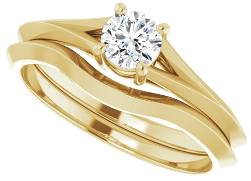 Sužadėtuvių Žiedas „Solitaire Split Shank“ 14k yellow gold Round 4.4mm (10)