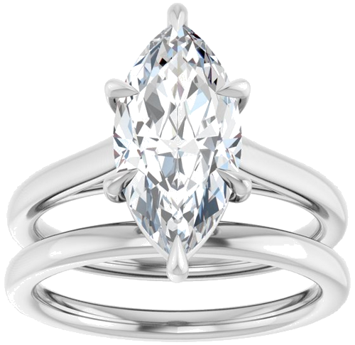 Sužadėtuvių Žiedas „Claw-Pong“ 14k white gold Marquise 14mm x 7mm (8)