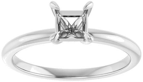 14K White  4.5x4.5 mm Square Solitaire Engagement Ring Mounting (3)