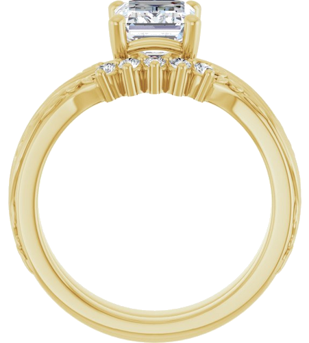 Sužadėtuvių Žiedas „Solitaire Sculptural“ 14k yellow gold Emerald 8mm x 6mm (7)