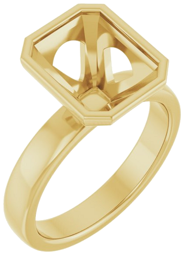 Sužadėtuvių Žiedas „Bezel-Set Solitaire“ 14k yellow gold Emerald 10mm x 8mm (1)