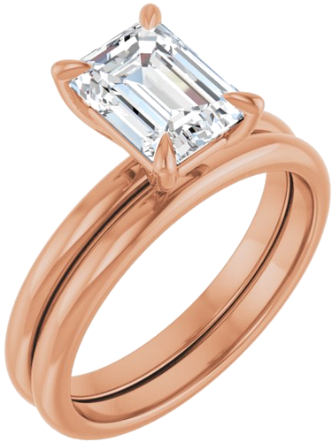 14K Rose  8x6 mm Emerald Solitaire Engagement Ring Mounting (6)