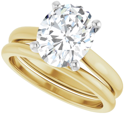Sužadėtuvių Žiedas 14k yellow/white gold Oval 10mm x 8mm (10)