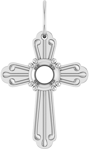 Pakabukas „Accented Cross“ 14k white gold Round 5.2mm (1)