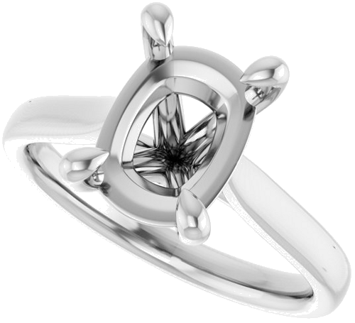 Sužadėtuvių Žiedas „Claw-Prong Solitaire“ 14k white gold Elongated Cushion 10mm x 8mm (5)