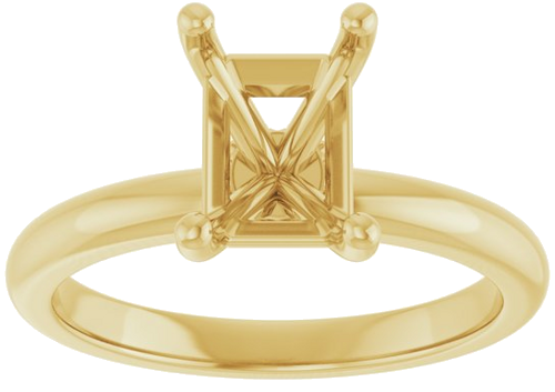 14K Yellow 8 x 6 mm Emerald .05 CTW Lab-Grown Diamond Semi-Set Hidden Halo Engagement Ring (3)