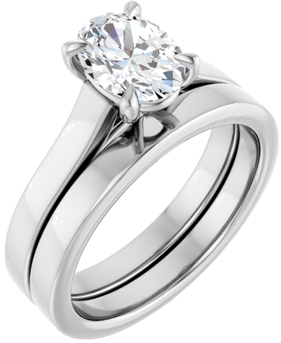Sužadėtuvių Žiedas „Claw-Prong“ 14k white gold Oval 8mm x 6mm (6)