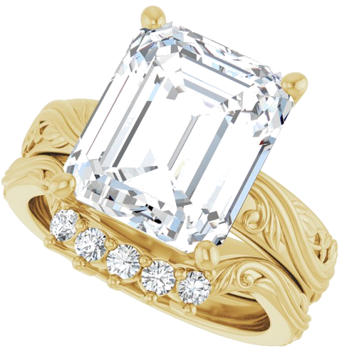 Sužadėtuvių Žiedas „Solitaire Sculptural“ 14k yellow gold Emerald 12mm x 10mm (10)