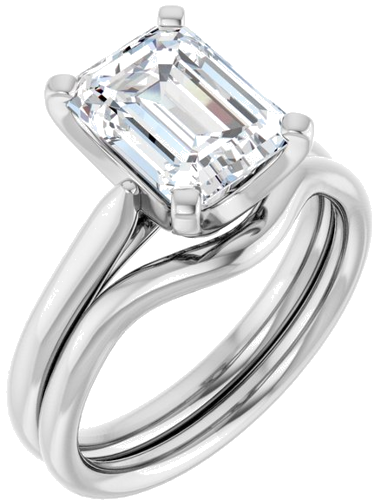 Sužadėtuvių Žiedas „Solitaire“ 14k white gold Emerald 9mm x 7mm (6)