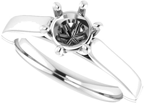 14K White 6 mm Round Engagement Ring Mounting (5)