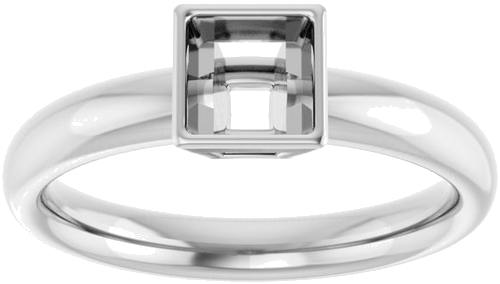 Sužadėtuvių Žiedas „Bezel-Set Solitaire“ 585 Baltojo Aukso Square 4.5mm (3)