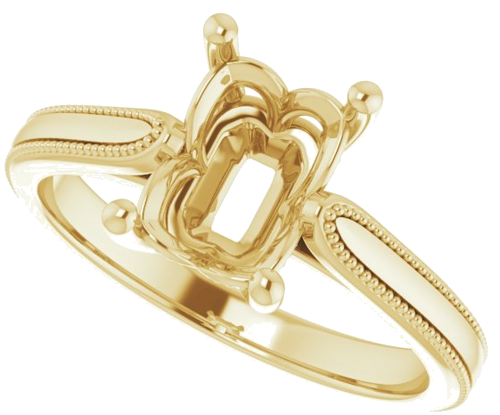 Sužadėtuvių Žiedas „Solitaire“ 14k yellow gold Emerald 8mm x 6mm (5)