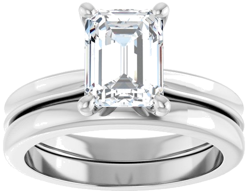 Sužadėtuvių Žiedas 14k white gold Emerald 8mm x 6mm (8)