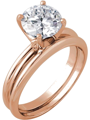 14K Rose 6-7.2 mm Round 4-Prong Heavy Solitaire Ring Mounting (5)