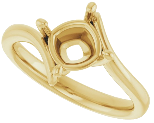 14K Yellow  7 mm Cushion Solitaire Engagement Ring Mounting (5)