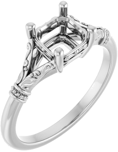 Sužadėtuvių Žiedas „Sculptural“ 14k white gold Asscher 6mm (1)