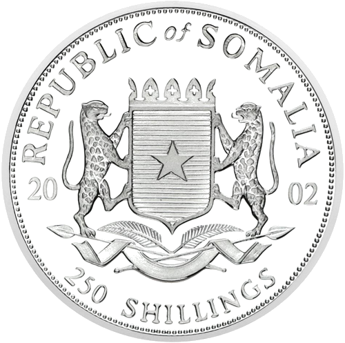 2002 Romas olimpiskās spēles Somālija 250 šiliņu sudraba monēta (2)