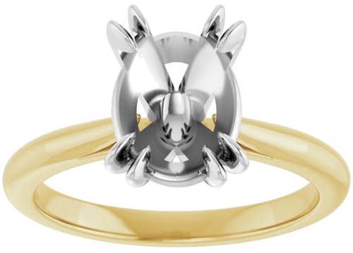 14K Yellow White 10 x 8 mm Oval Engagement Ring Mounting (3)