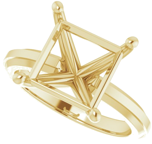 Sužadėtuvių Žiedas „Solitaire“ 14k yellow gold Square 9mm (5)