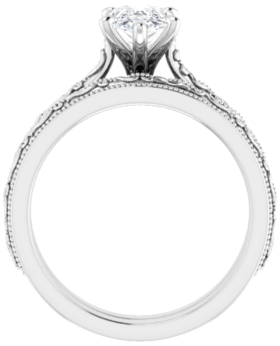 Sužadėtuvių Žiedas „Solitaire Sculptural“ 14k white gold Pear 9mm x 6mm (7)