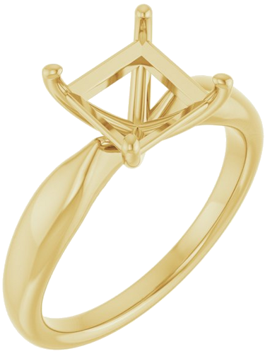 14K Yellow  7 mm Square Solitaire Engagement Ring Mounting (1)